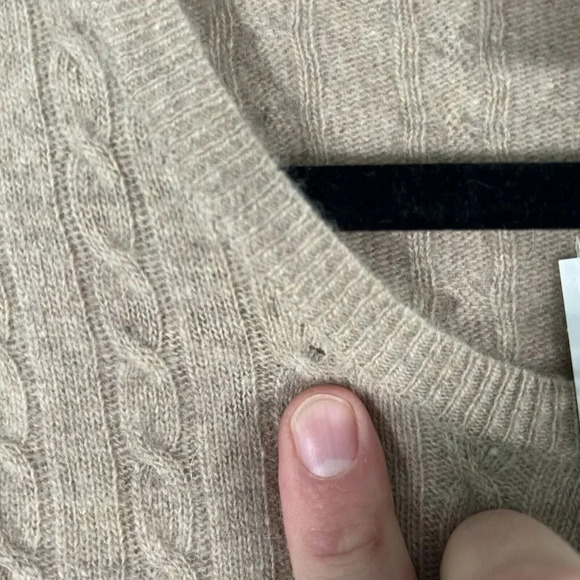Anne Klein Cardigan Womens Medium Beige Wool Cashmere Small Cable Knit - Picture 5 of 10